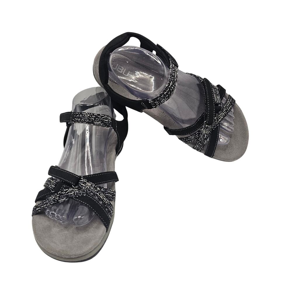 JBU by Jambu Sonia Black Gray White Comfort Strappy Size 9 NWOT